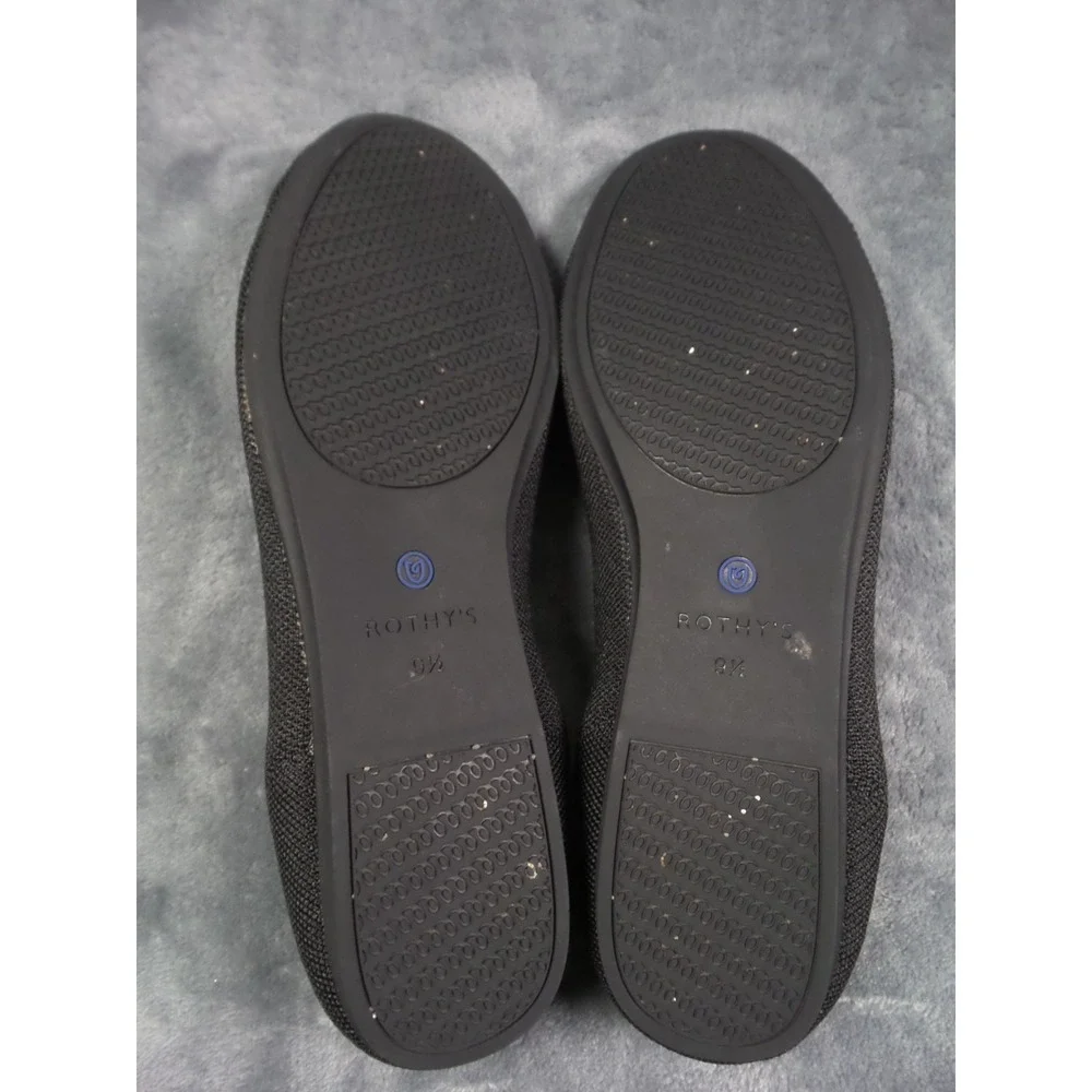 Rothys The Flat Shoes Womens Size 9.5 Black Slip-On Classic Flats Knit Round Toe